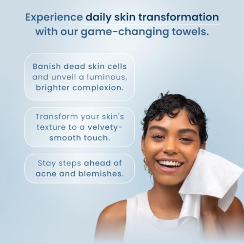 Clean Skin Club Clean Towels XL™, 100% USDA Biobased Face Towel, Disposable Face Towelette, Eczema Association Accepted, Makeup Remover Dry Wipes, Ultra Soft, 50 Ct, 1 Pack