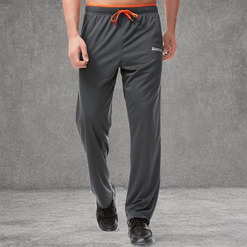 Mens Sweatpants with Zipper Pockets Open Bottom Athletic Pants for Workout,Running,Training,Jogging,Gym