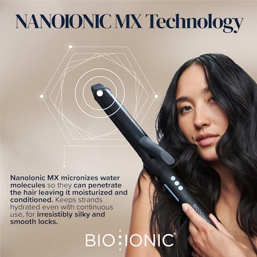 Bio Ionic Long Barrel Styler, Curling Iron with Moisture Heat Technology & NanoIonic MX, Versatile Curling Wand with Adjustable Heat Settings, Hair Curler with Extended Barrel