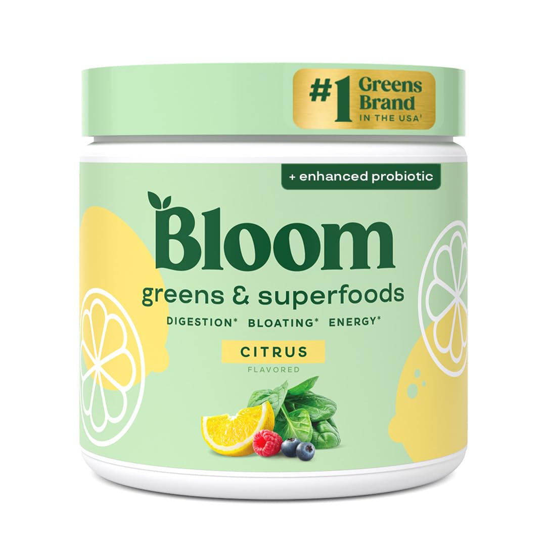 Bloom Nutrition Superfood Greens Powder, Digestive Enzymes with Probiotics and Prebiotics, Gut Health, Bloating Relief for Women, Chlorella, Green Juice Mix with Beet Root Powder, 30 SVG, Mango