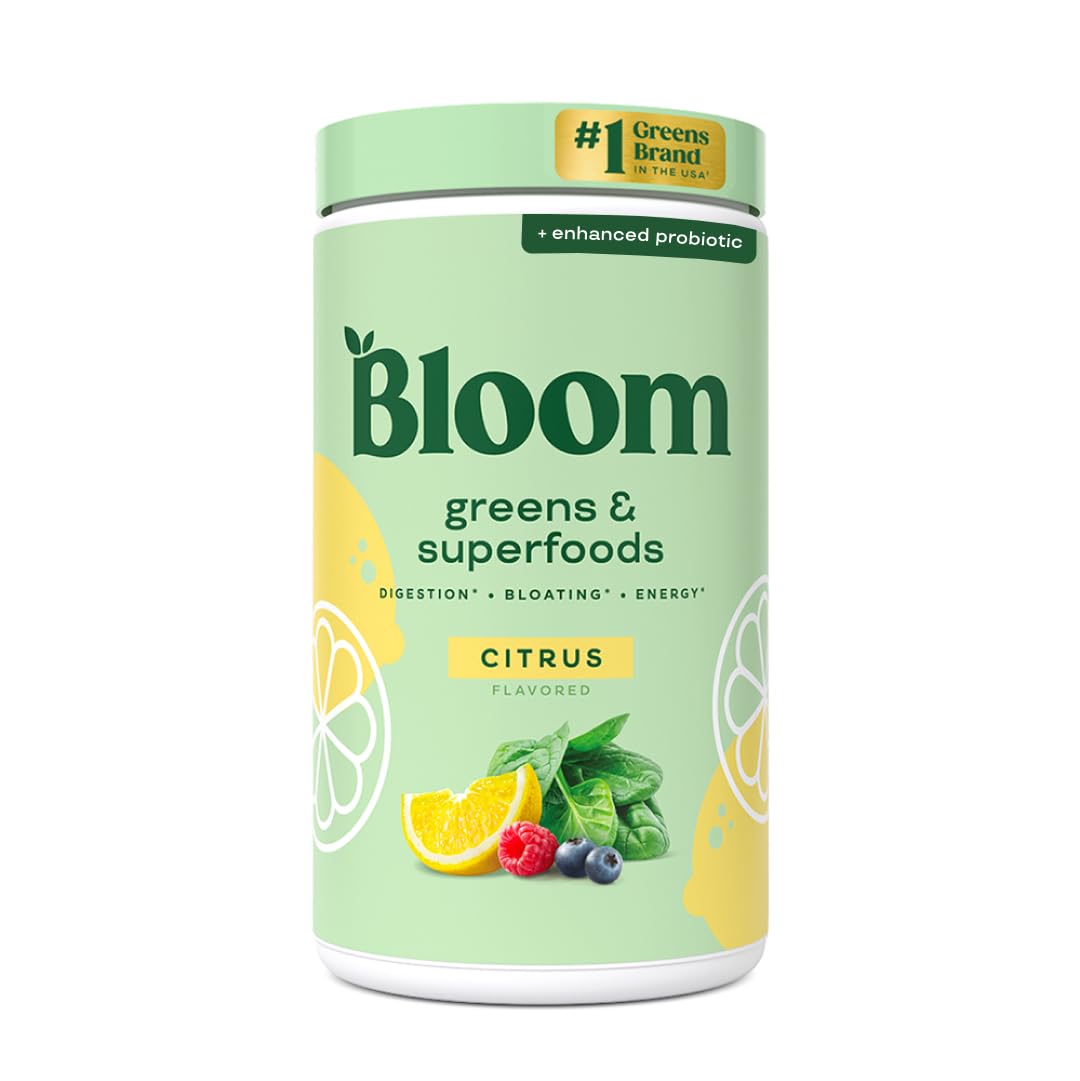 Bloom Nutrition Superfood Greens Powder, Digestive Enzymes with Probiotics and Prebiotics, Gut Health, Bloating Relief for Women, Chlorella, Green Juice Mix with Beet Root Powder, 30 SVG, Mango