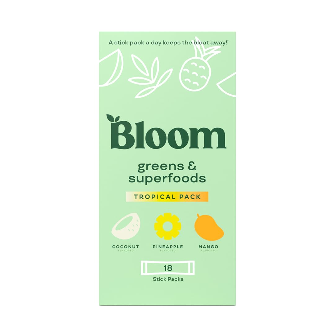 Bloom Nutrition Superfood Greens Powder, Digestive Enzymes with Probiotics and Prebiotics, Gut Health, Bloating Relief for Women, Chlorella, Green Juice Mix with Beet Root Powder, 30 SVG, Mango