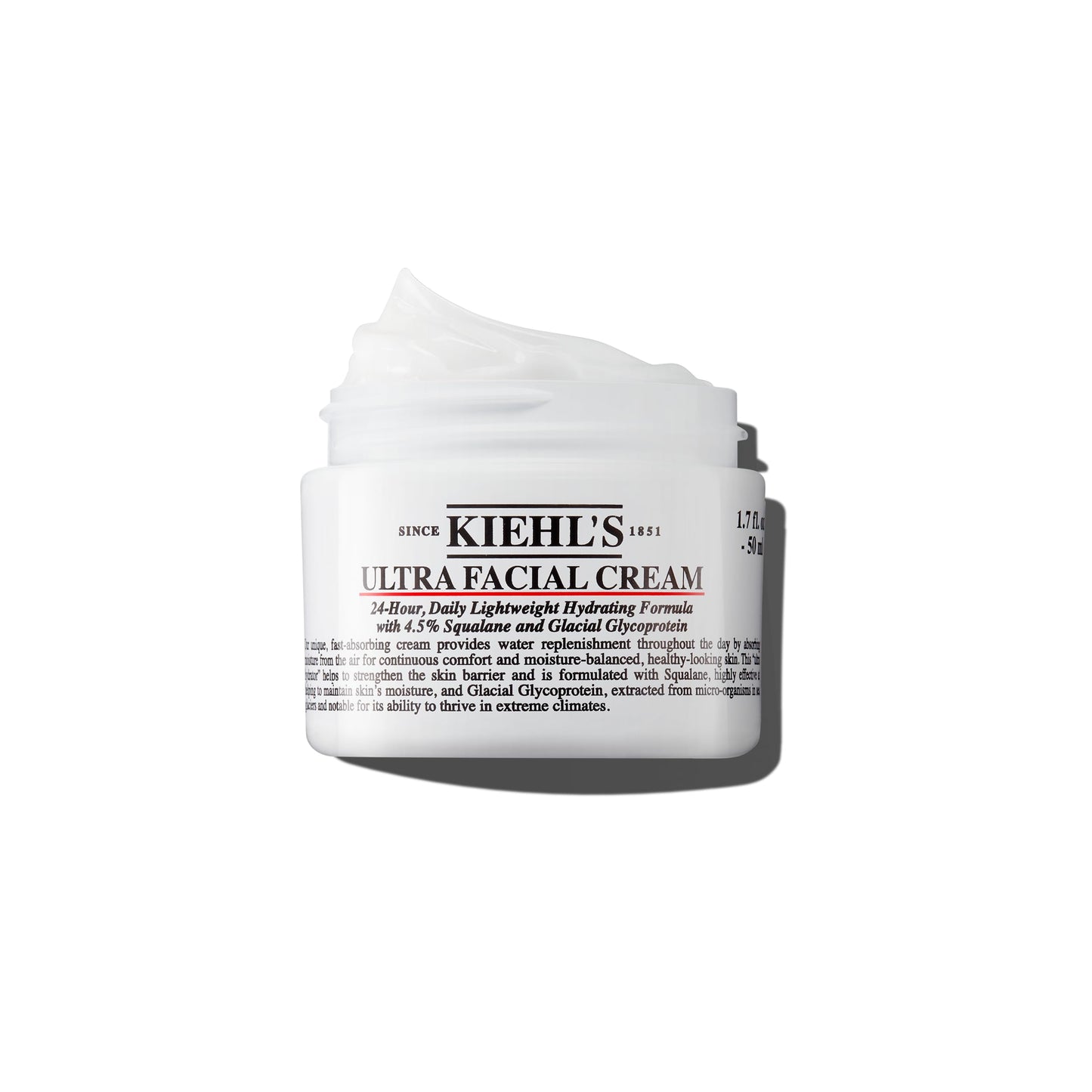 Kiehl's Ultra Facial Cream, with 4.5% Squalane to Strengthen Skin's Moisture Barrier, Skin Feels Softer and Smoother, Long-Lasting Hydration, Easy and Fast-Absorbing, Suitable for All Skin Types