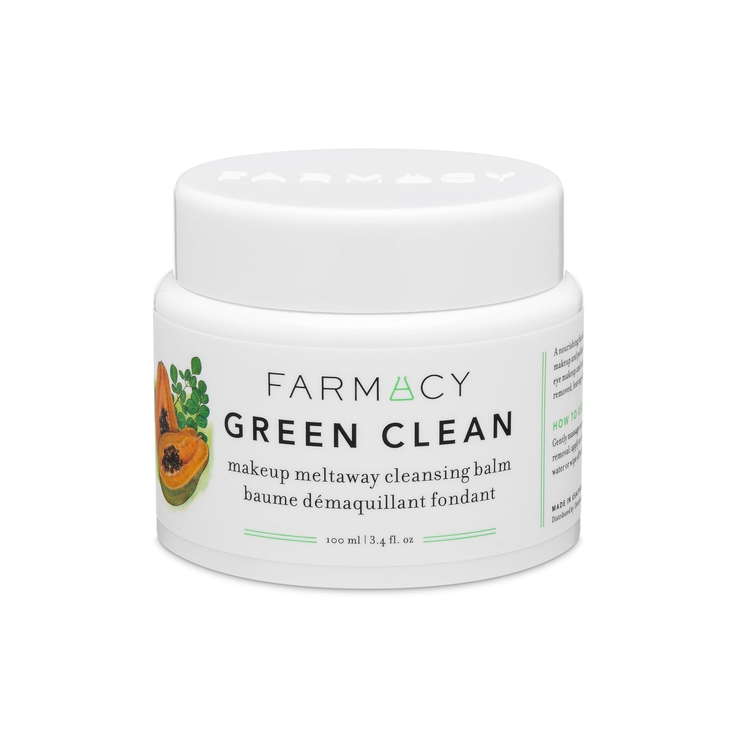 Farmacy Makeup Remover Cleansing Balm - Green Clean Waterproof Makeup Remover + Oil Based Cleanser - Gentle Exfoliating Double Cleanser - Melts From Balm to Milky Lather (50ml)