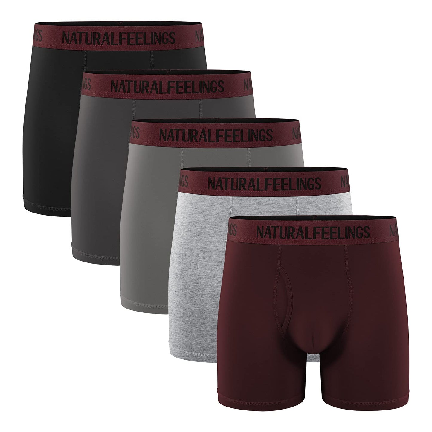 Natural Feelings Boxer Briefs Mens Underwear Men Pack Soft Cotton Open Fly Underwear