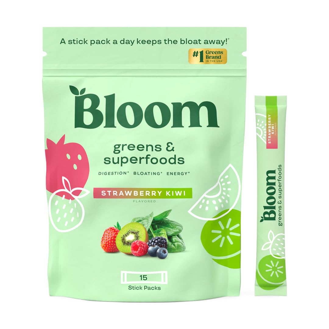 Bloom Nutrition Superfood Greens Powder, Digestive Enzymes with Probiotics and Prebiotics, Gut Health, Bloating Relief for Women, Chlorella, Green Juice Mix with Beet Root Powder, 30 SVG, Mango