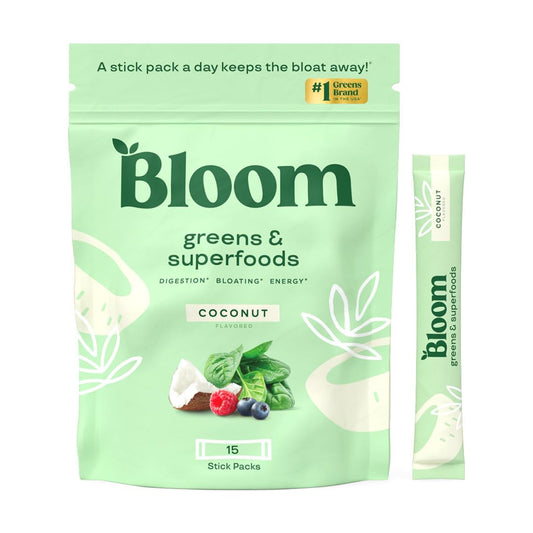 Bloom Nutrition Superfood Greens Powder, Digestive Enzymes with Probiotics and Prebiotics, Gut Health, Bloating Relief for Women, Chlorella, Green Juice Mix with Beet Root Powder, 30 SVG, Mango