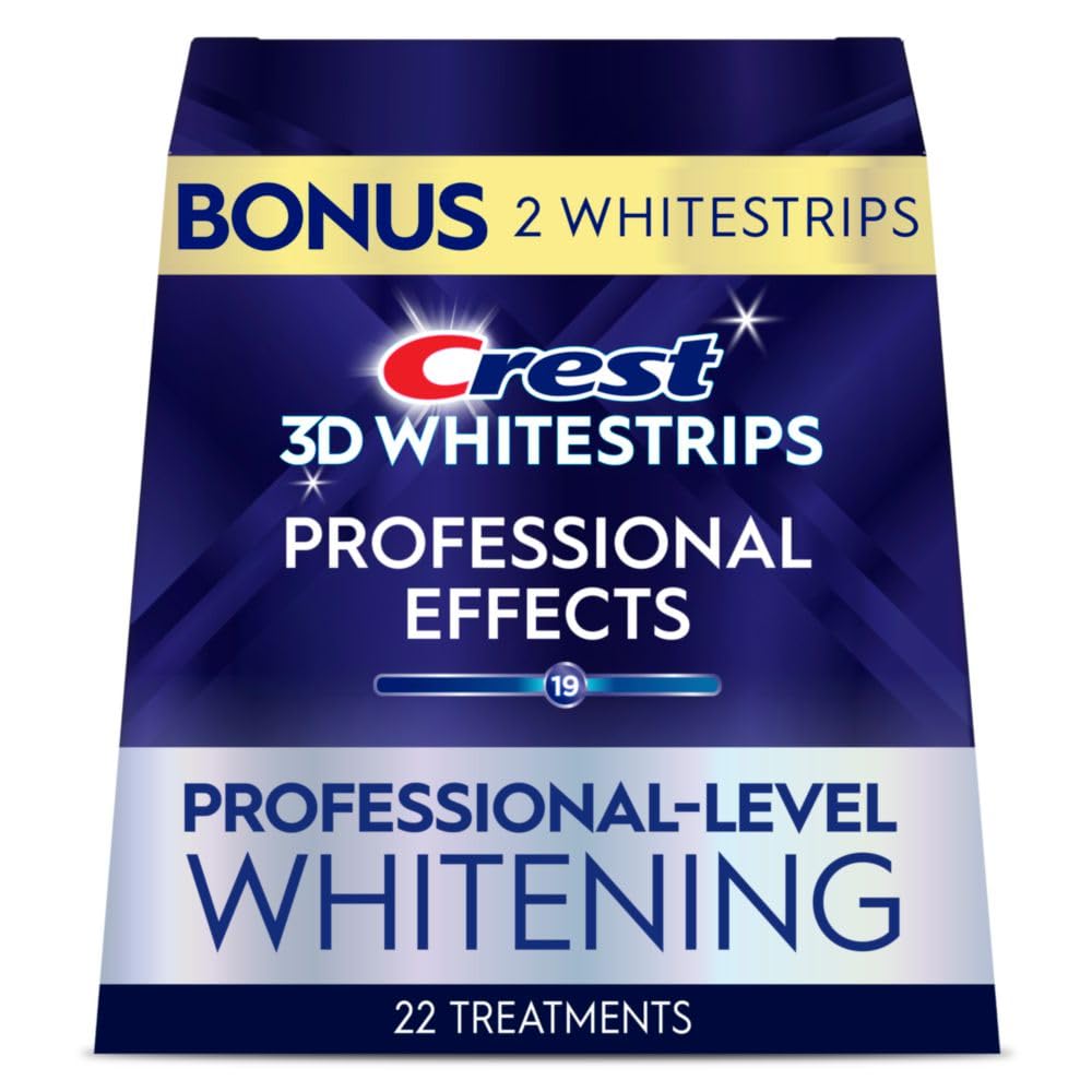 Crest 3D Whitestrips Professional Effects, Whitestrip 3D White, Teeth Whitening Strip Kit, 44 Strips (22 Count Pack), Crest Teeth Whitening Strips, Teeth Whitening Kit