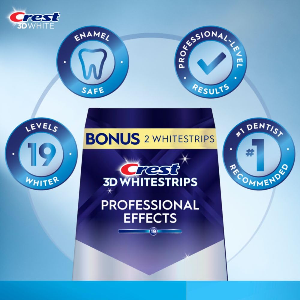 Crest 3D Whitestrips Professional Effects, Whitestrip 3D White, Teeth Whitening Strip Kit, 44 Strips (22 Count Pack), Crest Teeth Whitening Strips, Teeth Whitening Kit