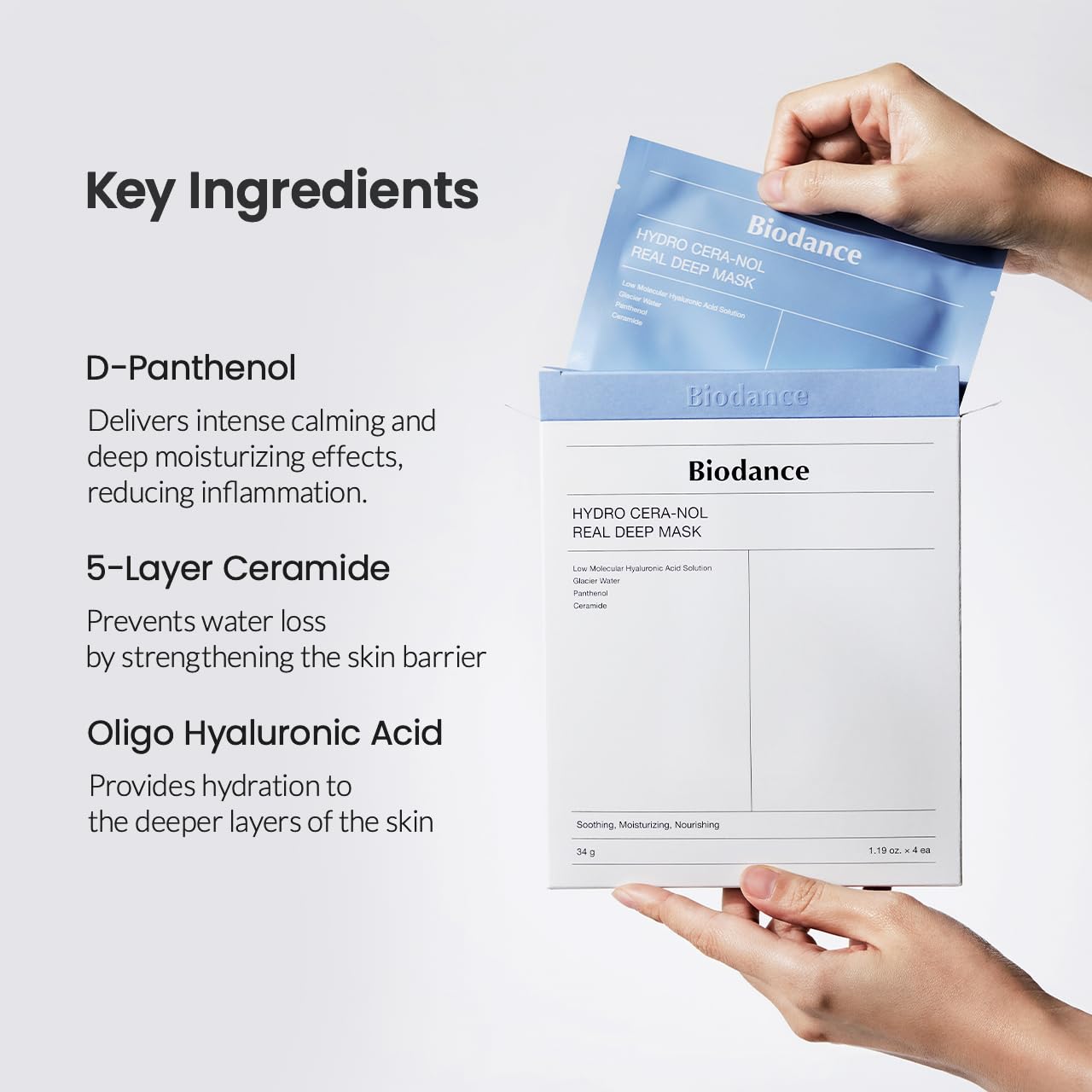 BIODANCE Bio-Collagen Real Deep Mask, Hydrating Overnight Hydrogel Mask, Pore Minimizing, Elasticity Improvement, 34g x4ea