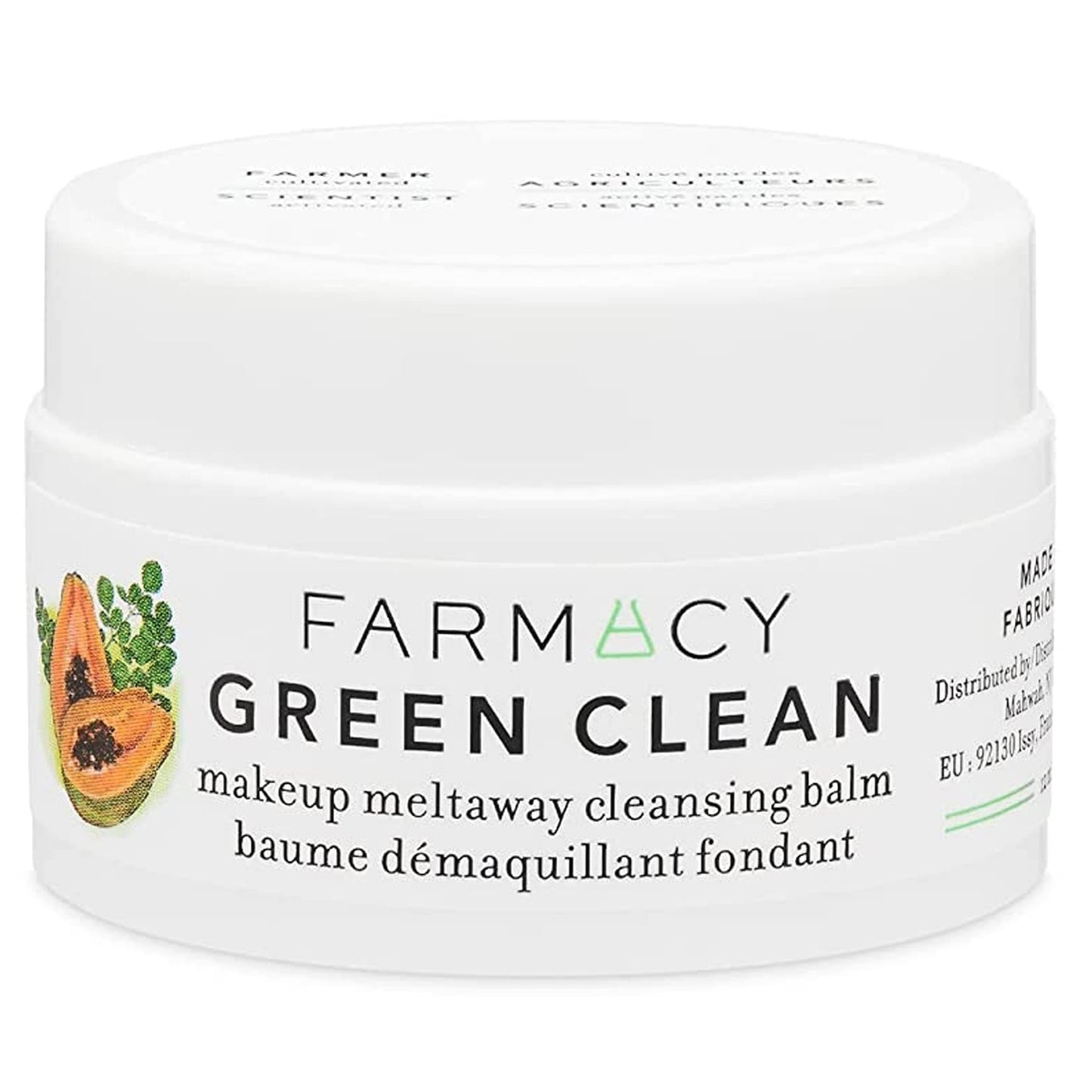 Farmacy Makeup Remover Cleansing Balm - Green Clean Waterproof Makeup Remover + Oil Based Cleanser - Gentle Exfoliating Double Cleanser - Melts From Balm to Milky Lather (50ml)