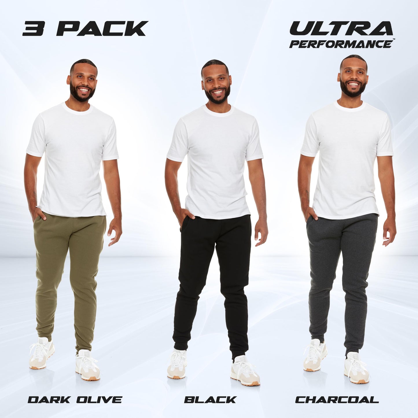 Ultra Performance 3 Pack Mens Joggers Mens Athletic Sweatpants with Pockets for Men, Small - 3X