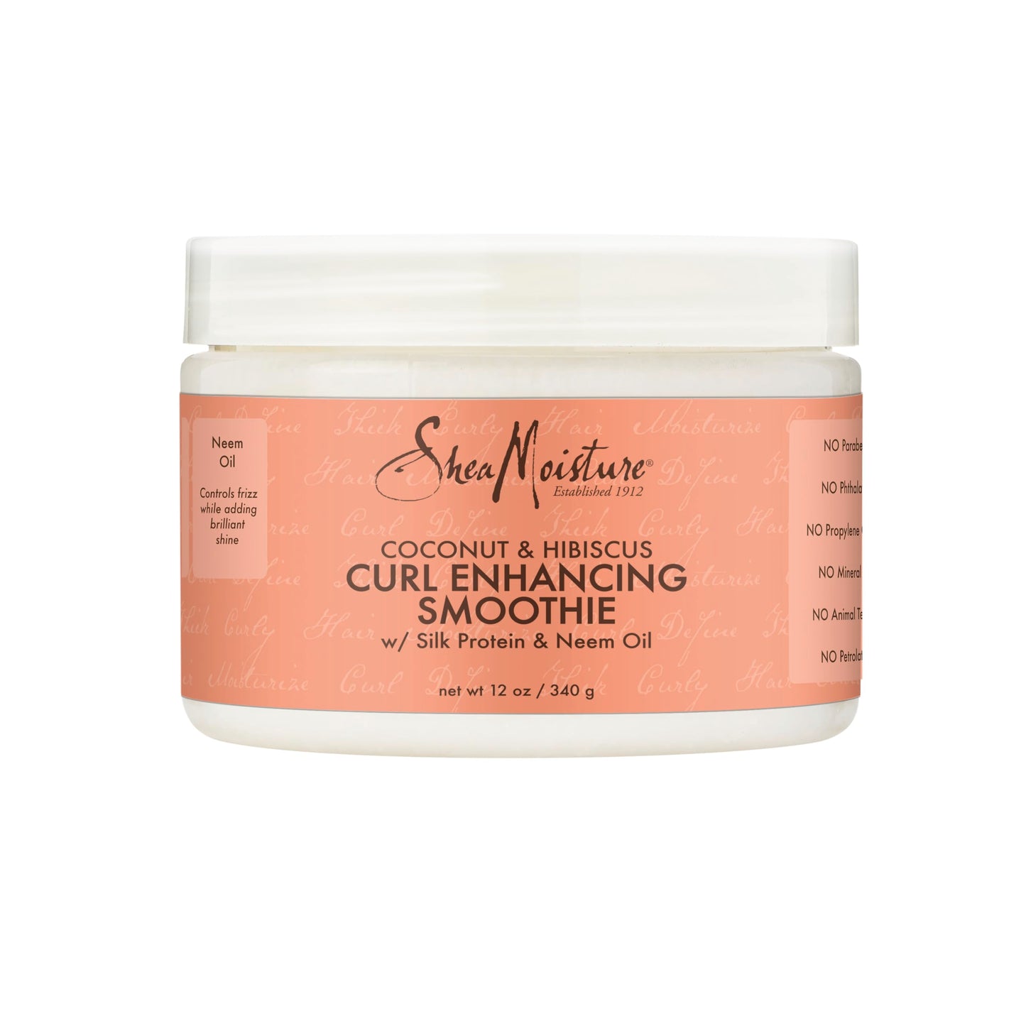 SheaMoisture Smoothie Curl Enhancing Cream Coconut and Hibiscus for Thick, Curly Hair Sulfate Free and Paraben Free 12 oz