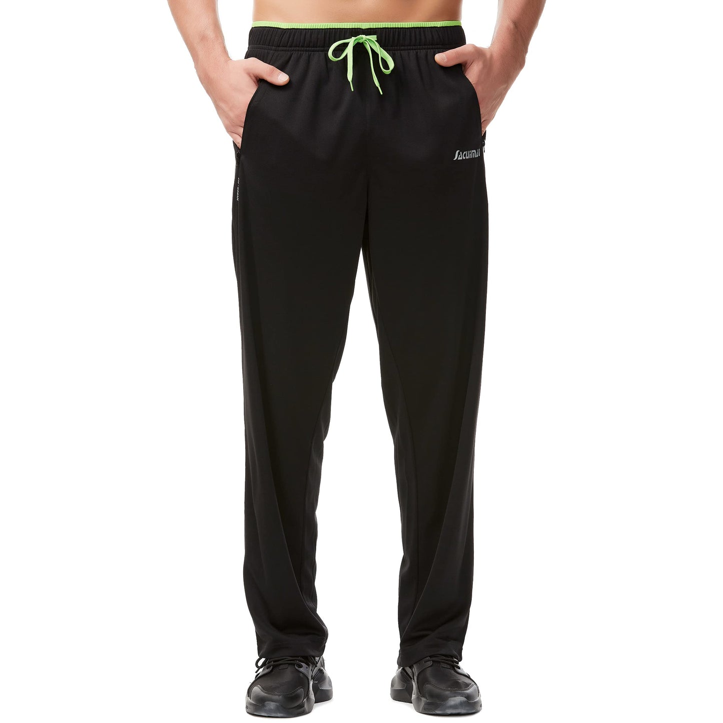 Mens Sweatpants with Zipper Pockets Open Bottom Athletic Pants for Workout,Running,Training,Jogging,Gym