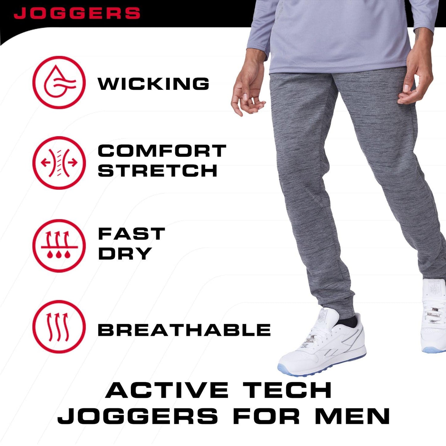 Ultra Performance 3 Pack Mens Joggers Mens Athletic Sweatpants with Pockets for Men, Small - 3X