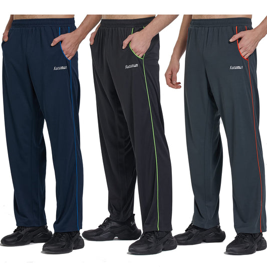 Mens Sweatpants with Zipper Pockets Open Bottom Athletic Pants for Workout,Running,Training,Jogging,Gym