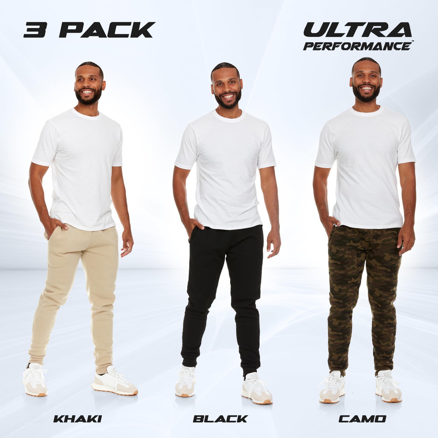 Ultra Performance 3 Pack Mens Joggers Mens Athletic Sweatpants with Pockets for Men, Small - 3X