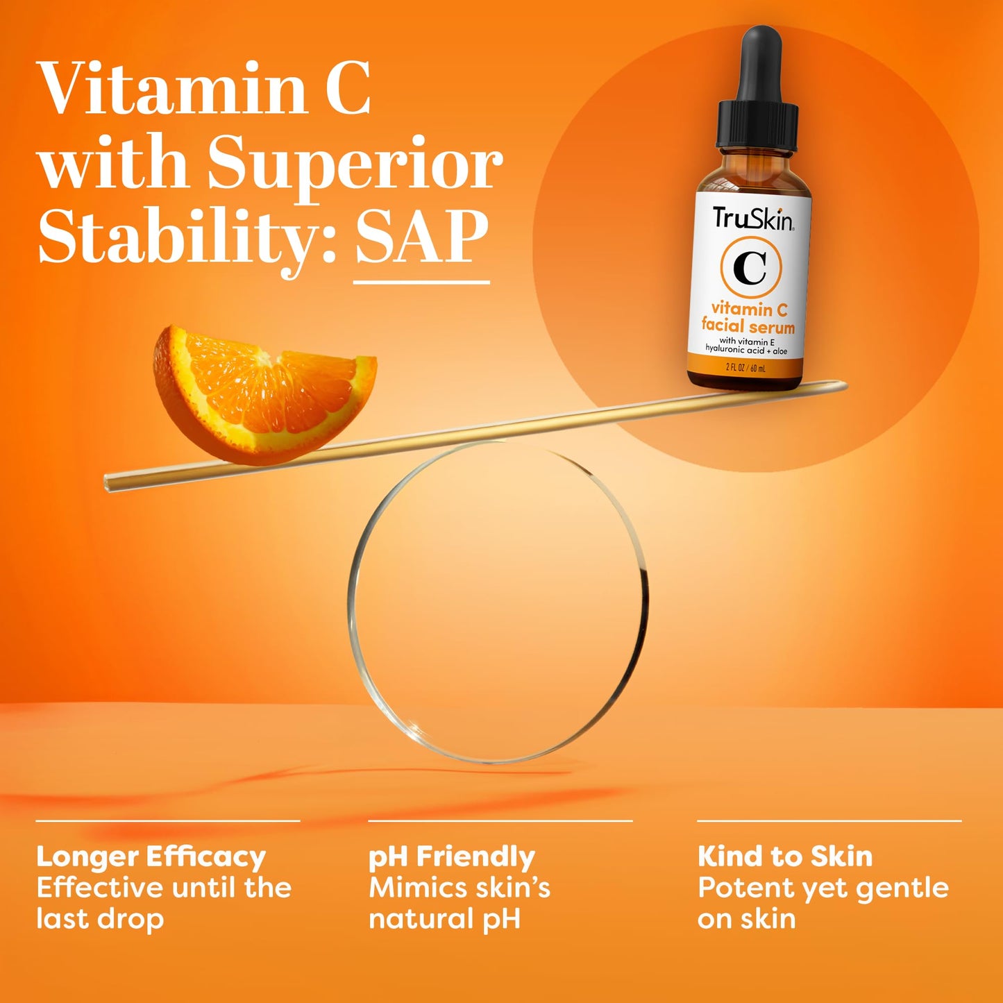 TruSkin Vitamin C Serum – Anti Aging Facial Serum with Vitamin C, Hyaluronic Acid, Vitamin E – Brightening Serum – Even Skin Tone, Improve Appearance of Dark Spots, Fine Lines & Wrinkles, 2 Fl Oz