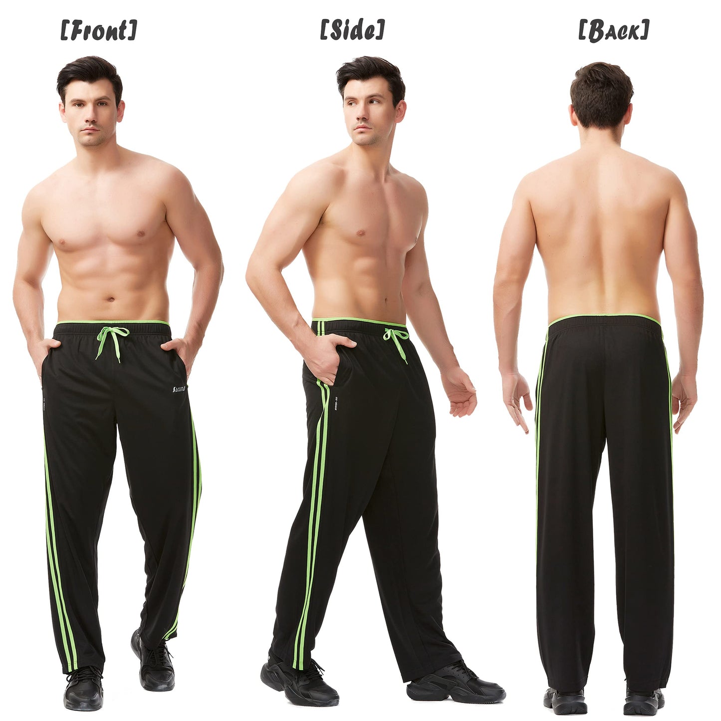 Mens Sweatpants with Zipper Pockets Open Bottom Athletic Pants for Workout,Running,Training,Jogging,Gym