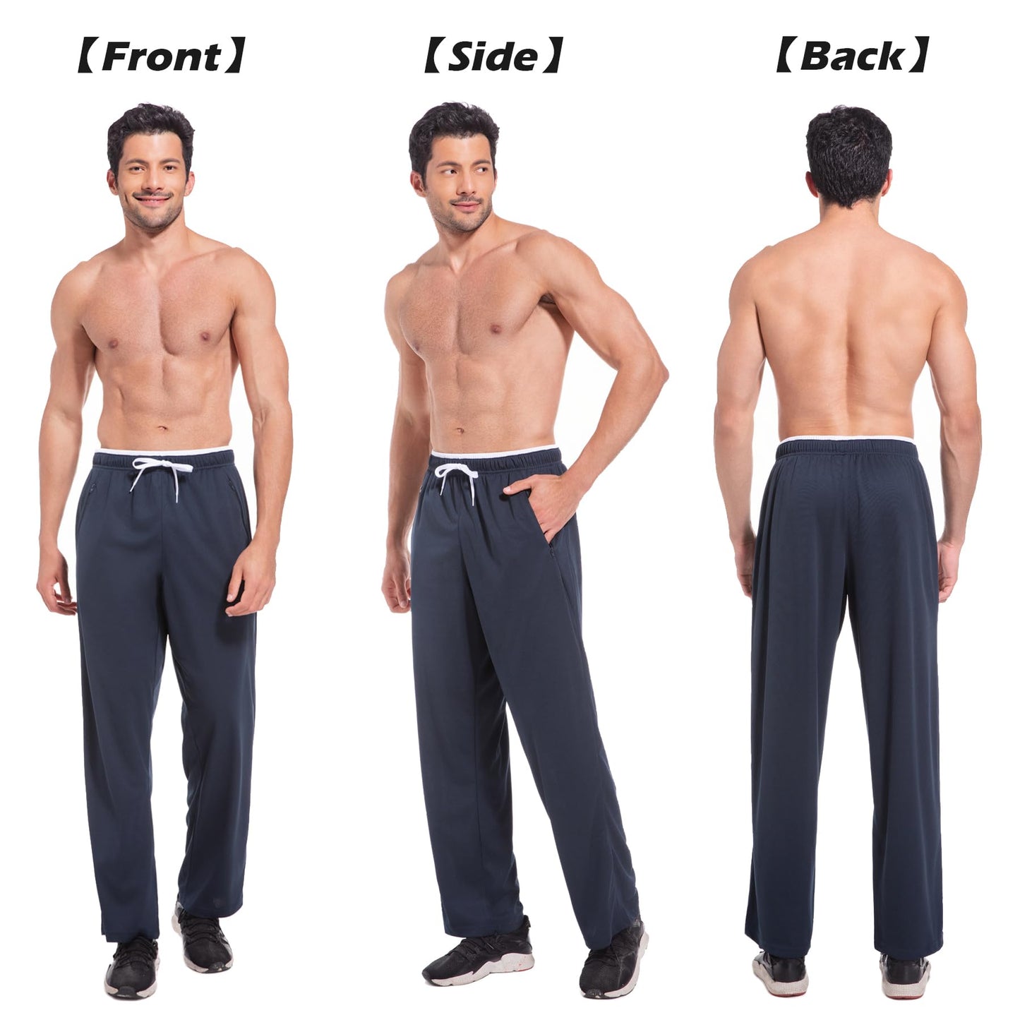 Mens Sweatpants with Zipper Pockets Open Bottom Athletic Pants for Workout,Running,Training,Jogging,Gym