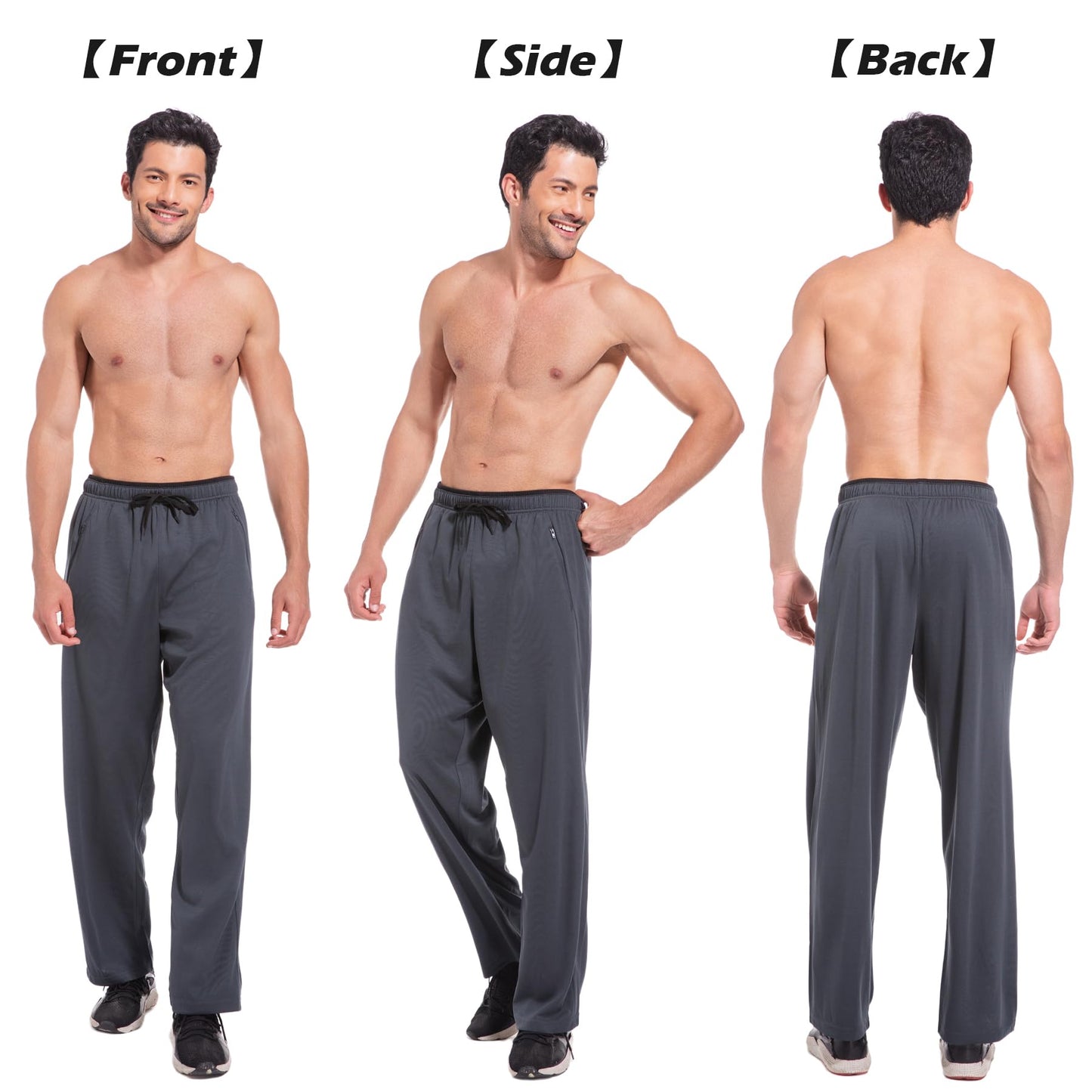 Mens Sweatpants with Zipper Pockets Open Bottom Athletic Pants for Workout,Running,Training,Jogging,Gym