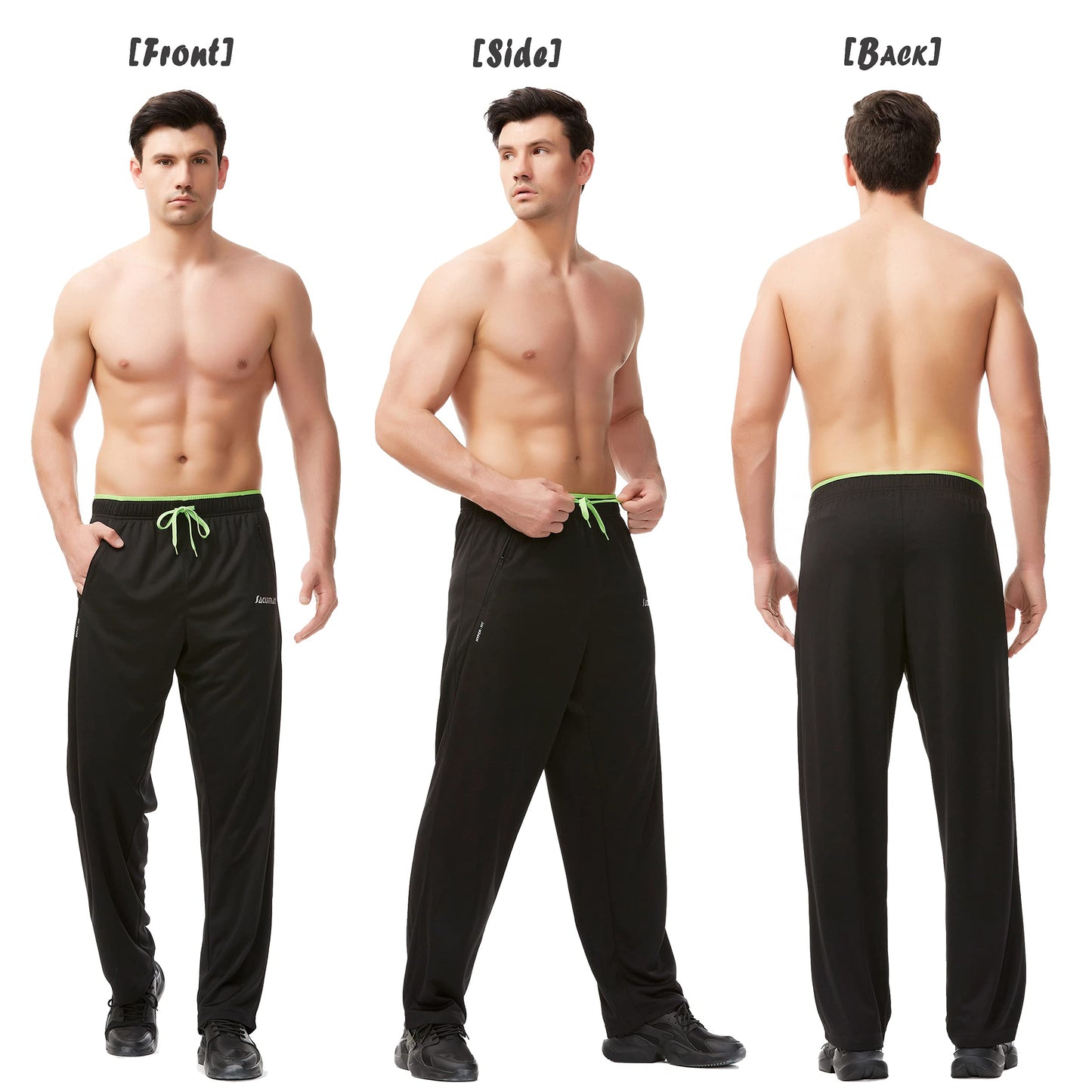 Mens Sweatpants with Zipper Pockets Open Bottom Athletic Pants for Workout,Running,Training,Jogging,Gym