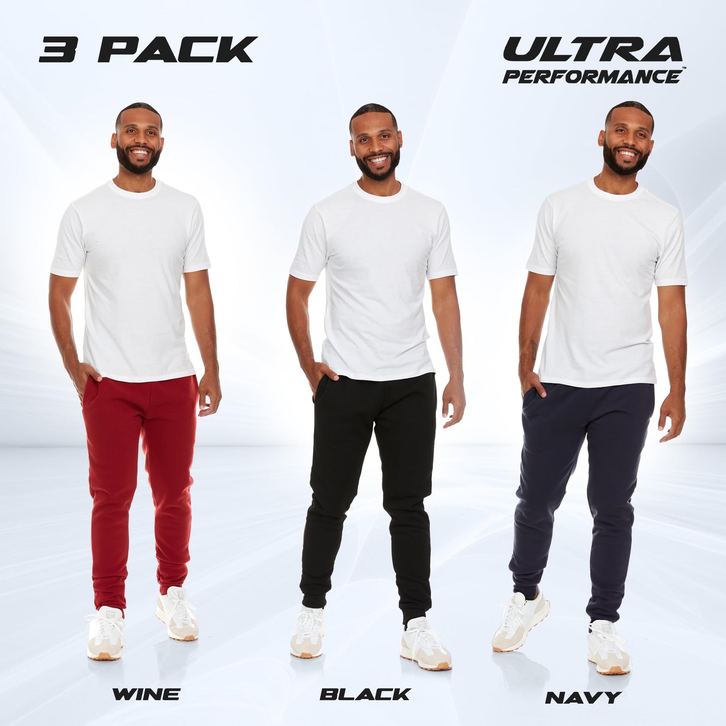 Ultra Performance 3 Pack Mens Joggers Mens Athletic Sweatpants with Pockets for Men, Small - 3X