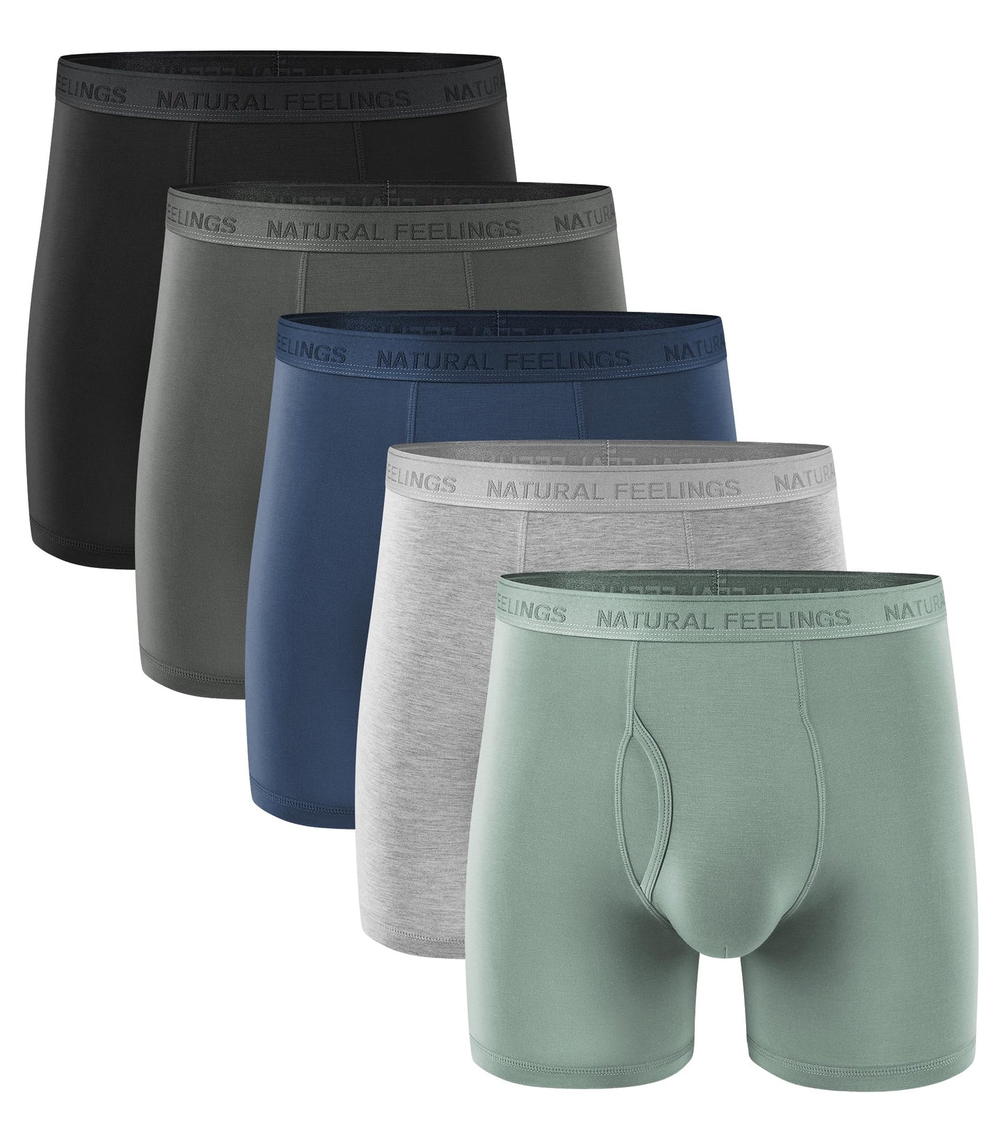 Natural Feelings Boxer Briefs Mens Underwear Men Pack Soft Cotton Open Fly Underwear