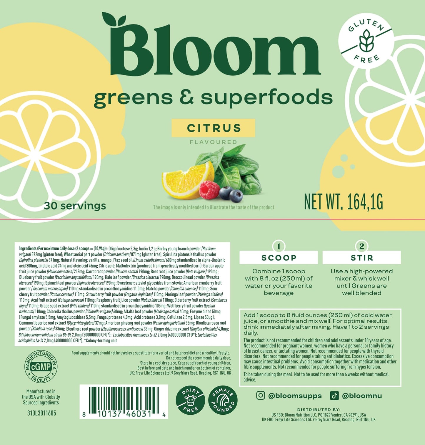 Bloom Nutrition Superfood Greens Powder, Digestive Enzymes with Probiotics and Prebiotics, Gut Health, Bloating Relief for Women, Chlorella, Green Juice Mix with Beet Root Powder, 30 SVG, Mango