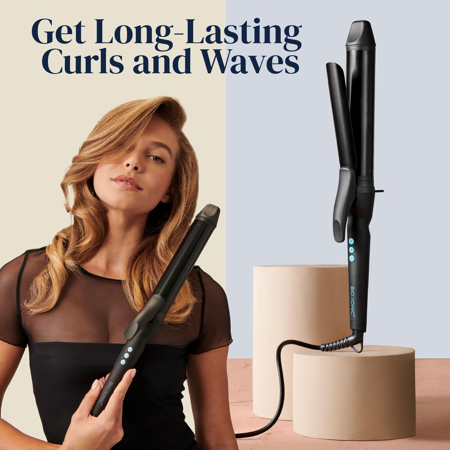 Bio Ionic Long Barrel Styler, Curling Iron with Moisture Heat Technology & NanoIonic MX, Versatile Curling Wand with Adjustable Heat Settings, Hair Curler with Extended Barrel