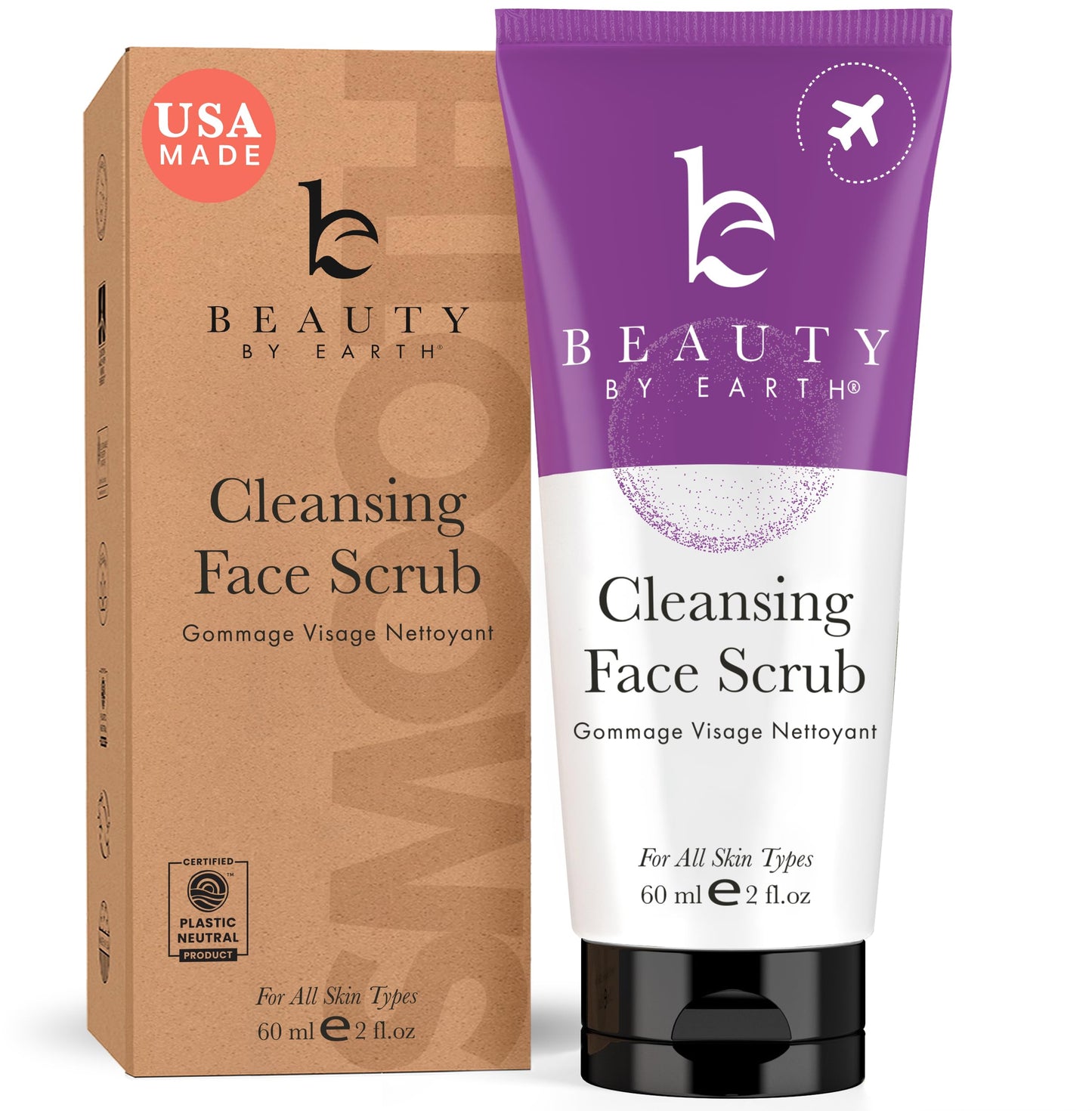 Face Scrub - USA Made with Natural & Organic Ingredients, Cleanses and Exfoliates All Skin Types, Microdermabrasion Facial Scrub with Glycerin, Gentle Exfoliating Face Wash, Removes Dead Skin Cells