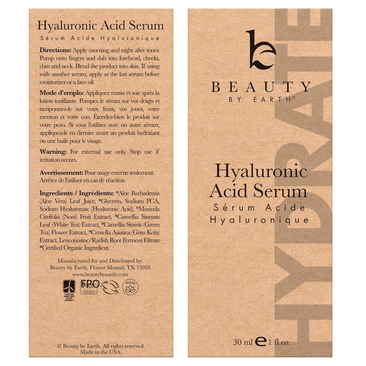 Hyaluronic Acid Serum for Face - USA Made with Natural & Organic Ingredients, Hydrating Anti Aging Face Serum, Softens and Smoothes Dry & Sensitive Skin, Fragrance Free Day & Night Facial Serum