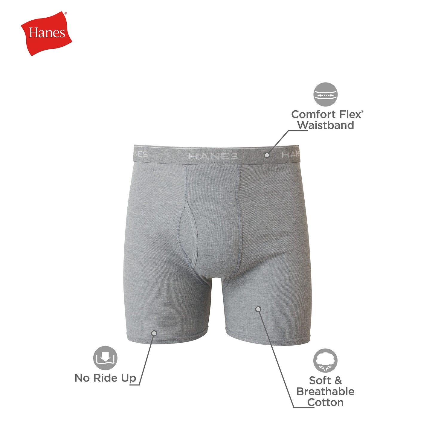 Hanes Men's Boxer Briefs, Soft and Breathable Cotton Underwear with ComfortFlex Waistband, Multipack