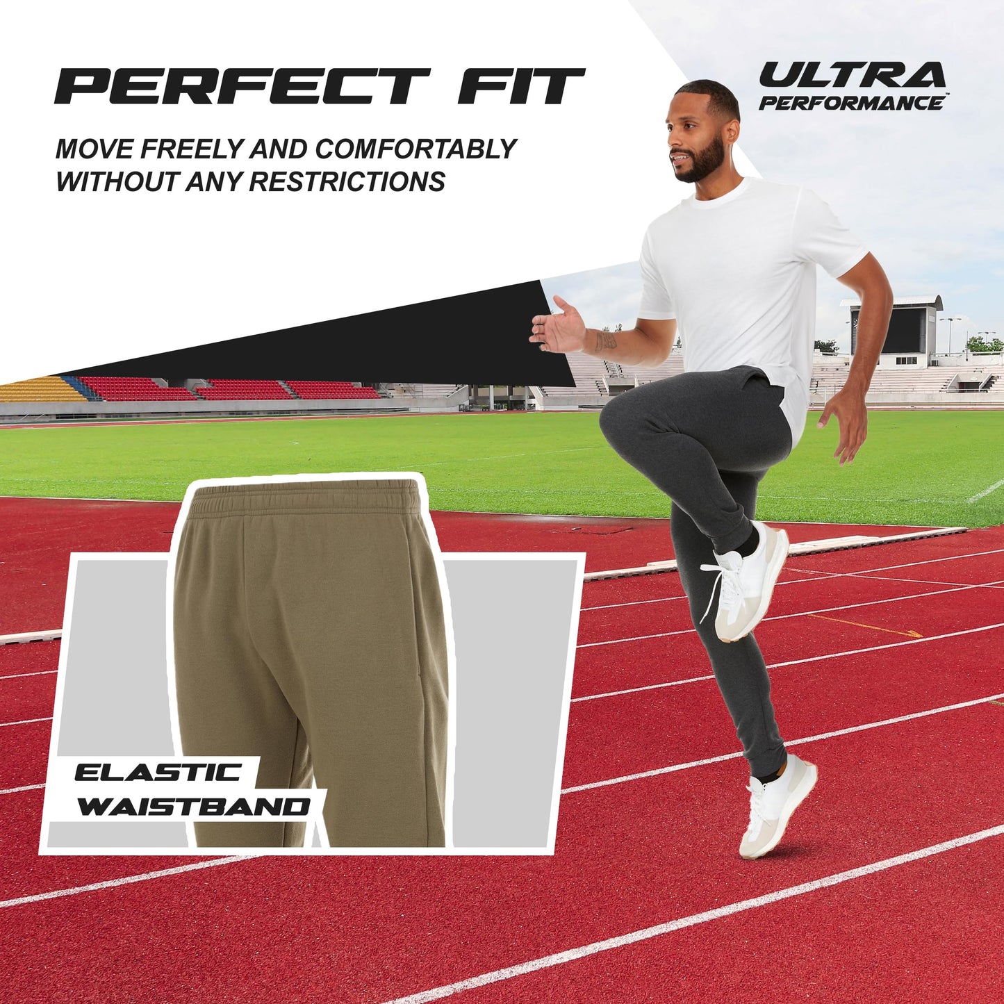 Ultra Performance 3 Pack Mens Joggers Mens Athletic Sweatpants with Pockets for Men, Small - 3X