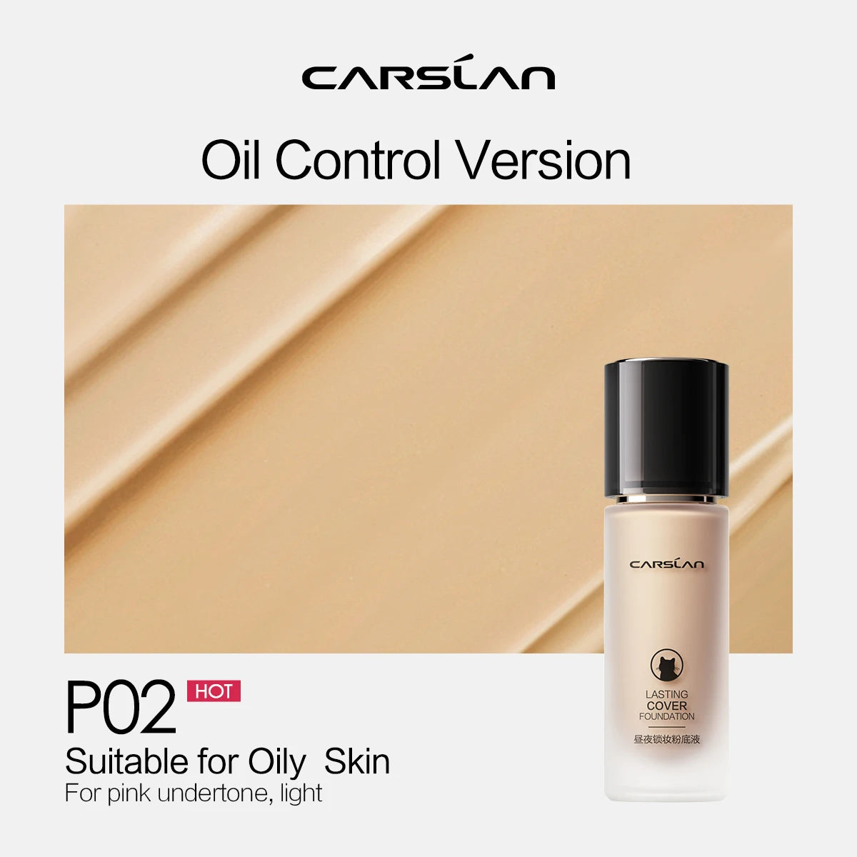 CARSLAN Long-lasting Moisture Matte Liquid Face Foundation Full Coverage Concealer Whitening Oil Control Face Base Makeup