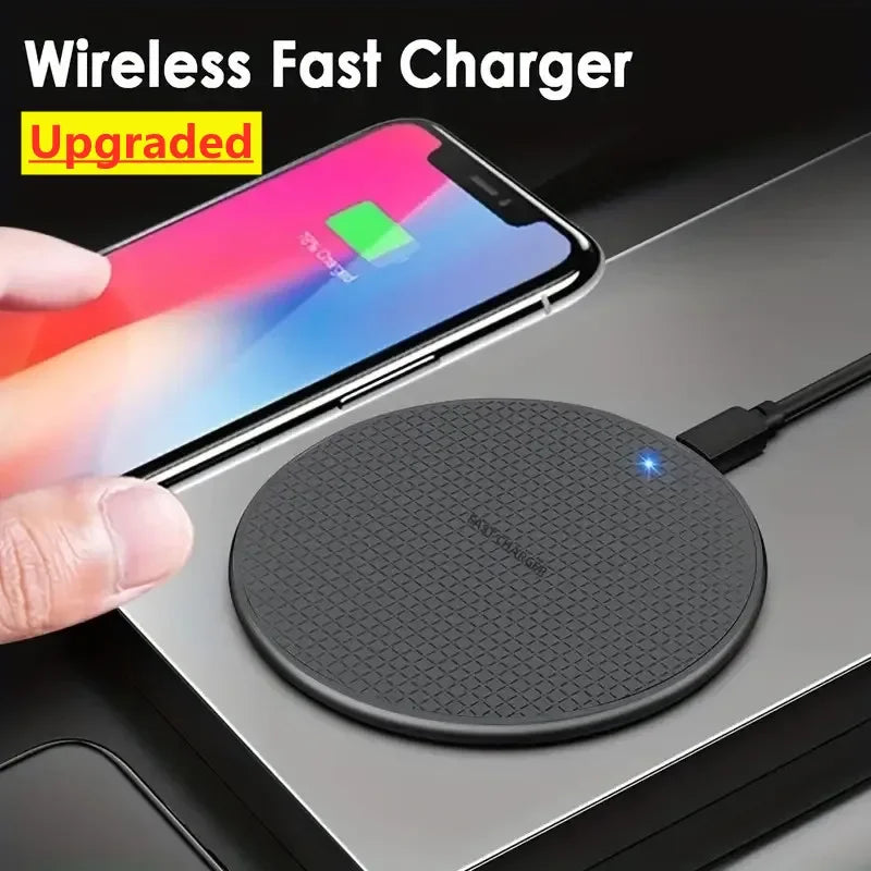 Ultra-thin Wireless Charger Pad Stand For iPhone 15 14 13 12 11 8 XR Samsung Xiaomi Desktop Mobile Phone Fast Charging Station