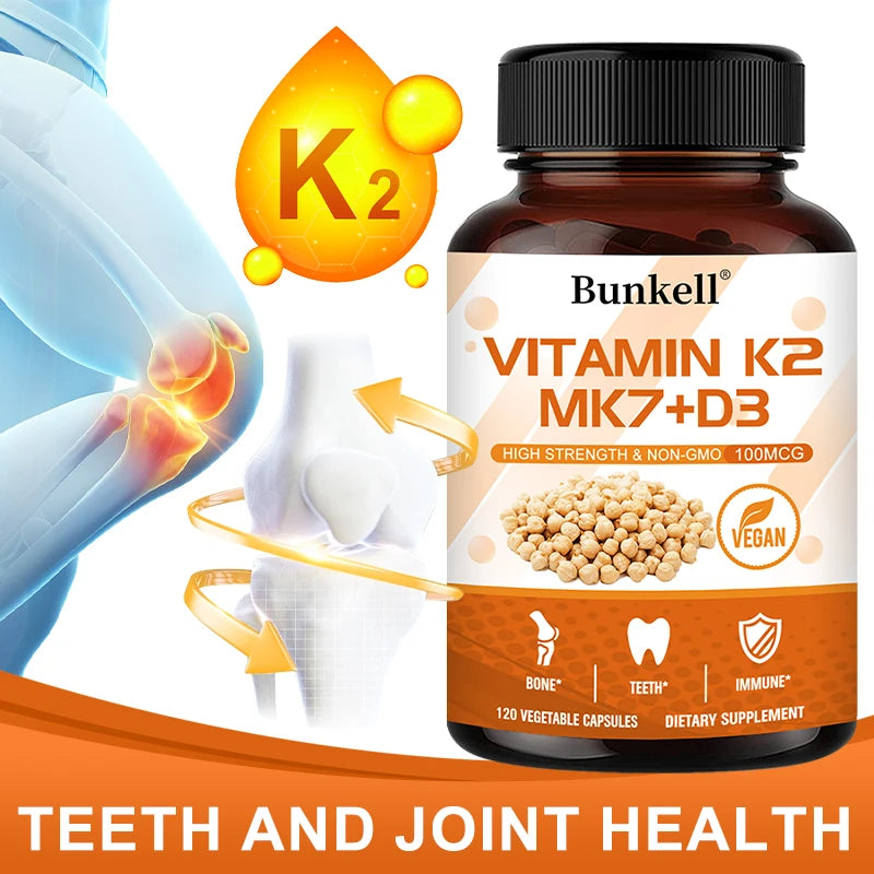 Vitamin K2 (MK7) + D3 Supplement - Healthy Bones, Teeth and Immune System, Promotes Clean Overall Circulation, Non-GMO