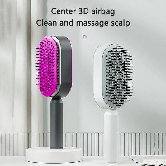 Self Cleaning Hair Brush For Women One-key Cleaning Hair Loss Airbag Massage Scalp Comb Anti-Static Hairbrush Dropshipping