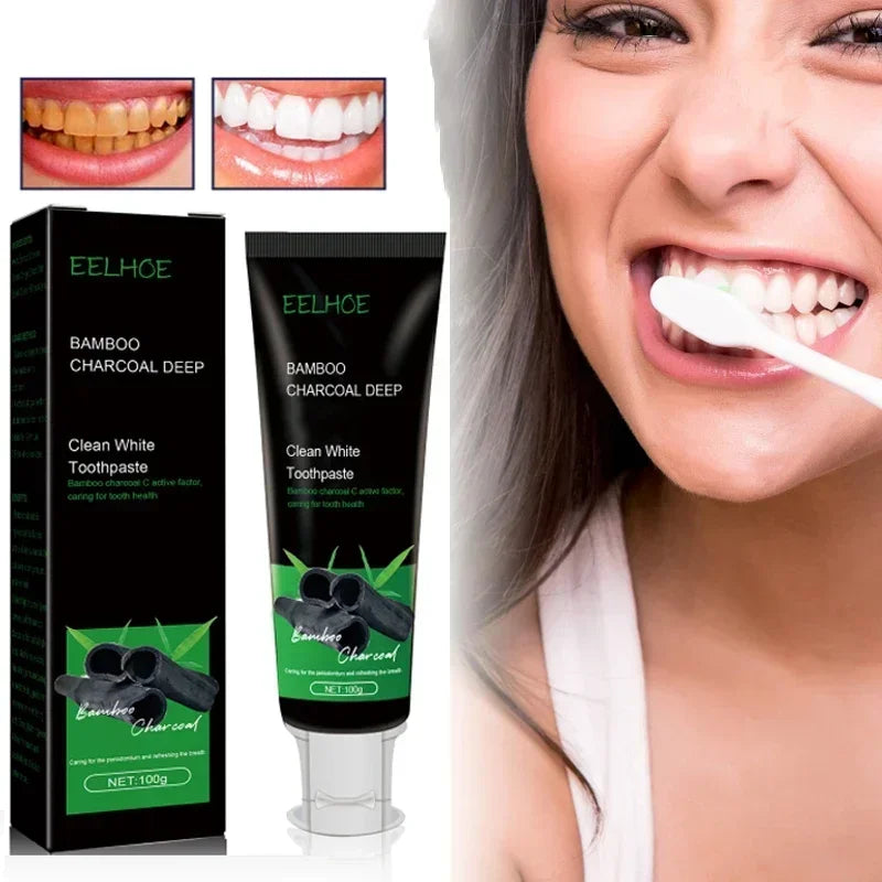 Bamboo charcoal deep tooth whitening toothpaste cleaning yellow teeth stains Tartar removes mouth odor bright white oral care