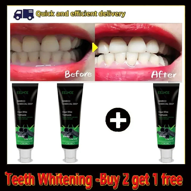 Bamboo charcoal deep tooth whitening toothpaste cleaning yellow teeth stains Tartar removes mouth odor bright white oral care