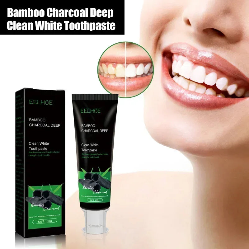 Bamboo charcoal deep tooth whitening toothpaste cleaning yellow teeth stains Tartar removes mouth odor bright white oral care