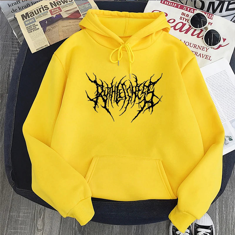 Casual Letter Punk Large Size Vintage Long Sleeve Ulzzang Dark Women Hooded Winter Gothic Sweatshirt Streetwear Sweatshirt