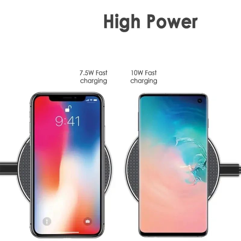 Ultra-thin Wireless Charger Pad Stand For iPhone 15 14 13 12 11 8 XR Samsung Xiaomi Desktop Mobile Phone Fast Charging Station