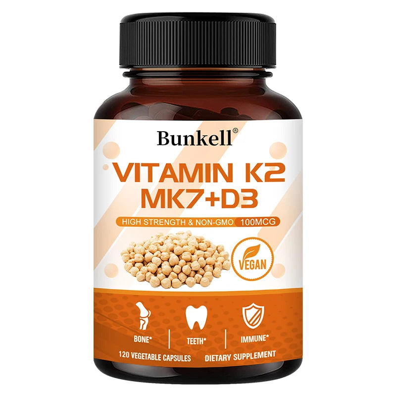 Vitamin K2 (MK7) + D3 Supplement - Healthy Bones, Teeth and Immune System, Promotes Clean Overall Circulation, Non-GMO