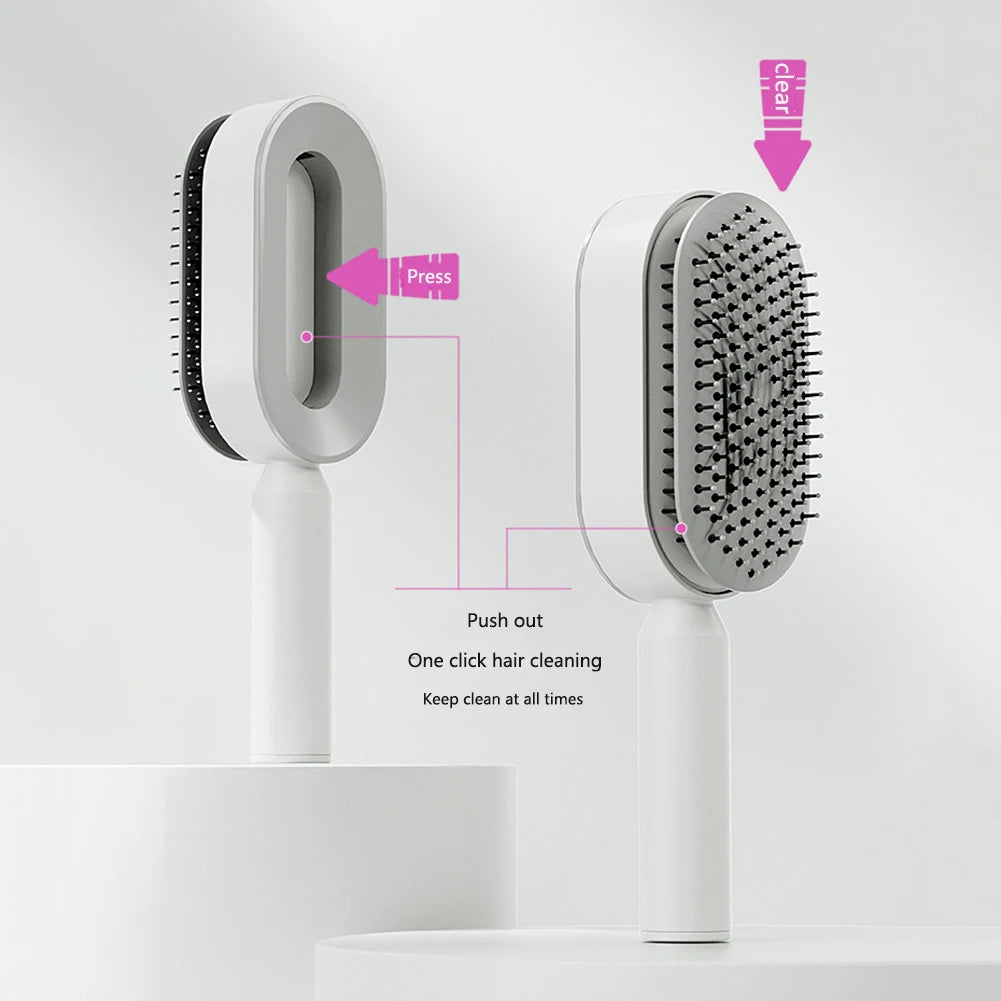 Self Cleaning Hair Brush For Women One-key Cleaning Hair Loss Airbag Massage Scalp Comb Anti-Static Hairbrush Dropshipping