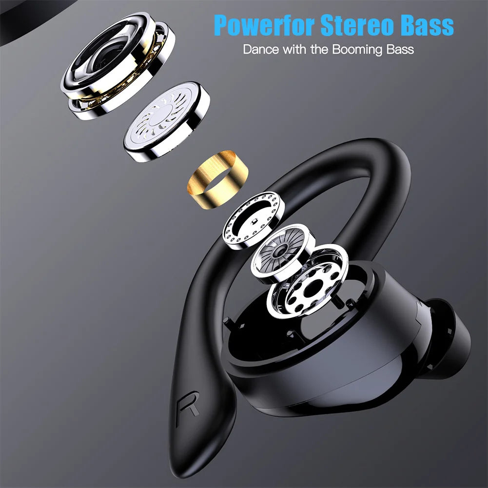 Q25 Pro Noise Cancelling Wireless Earphones Bluetooth-compatible Stereo Bass Headphone Ear Hook Waterproof Sports Game Headsets