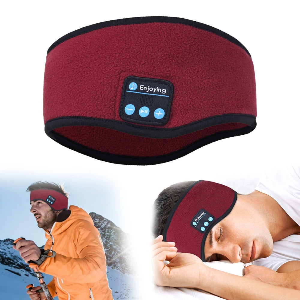 Sleep Headband Bluetooth Headphones, Warm Wireless Earphones Music Sports Speakers Sleeping Band for Women Men, Black,Blue,Red