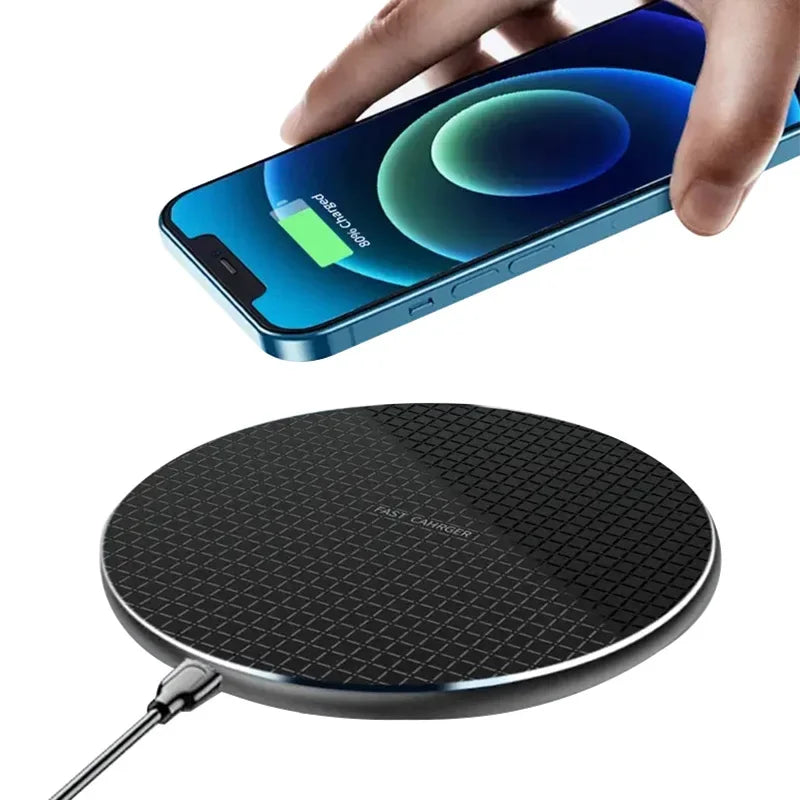 Ultra-thin Wireless Charger Pad Stand For iPhone 15 14 13 12 11 8 XR Samsung Xiaomi Desktop Mobile Phone Fast Charging Station