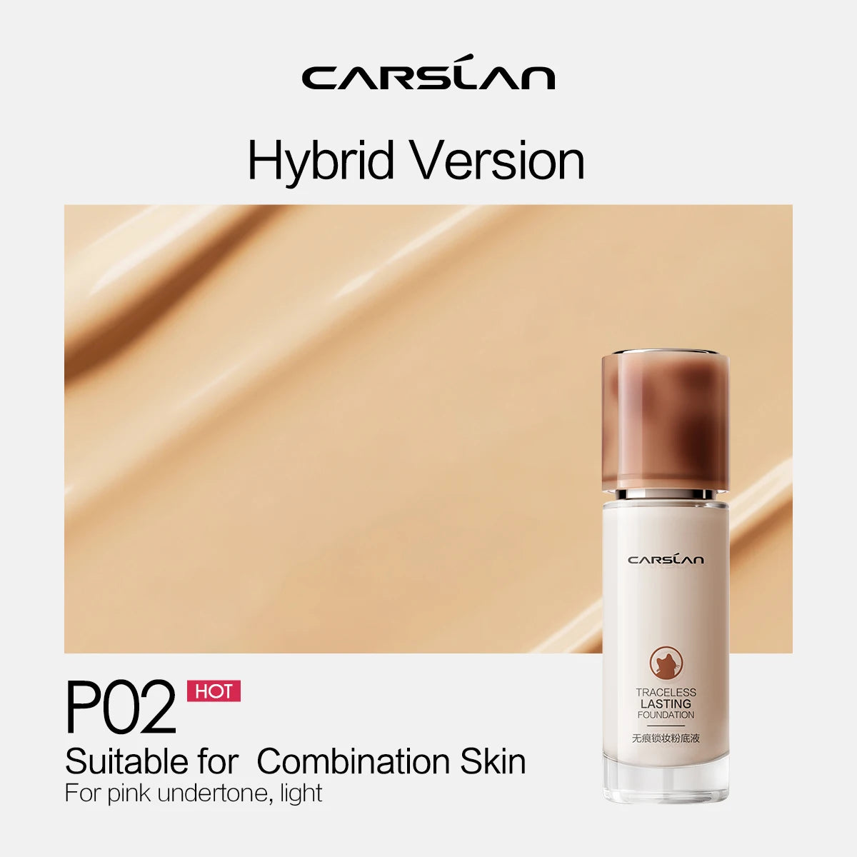 CARSLAN Long-lasting Moisture Matte Liquid Face Foundation Full Coverage Concealer Whitening Oil Control Face Base Makeup