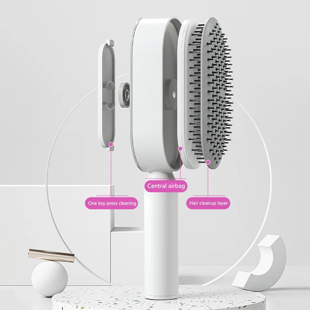 Self Cleaning Hair Brush For Women One-key Cleaning Hair Loss Airbag Massage Scalp Comb Anti-Static Hairbrush Dropshipping